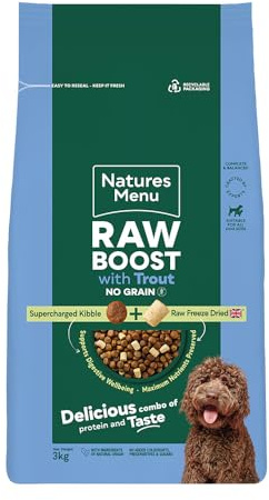 Natures Menu Raw boost No Grain Dry Food for Dogs with Trout - 3kg