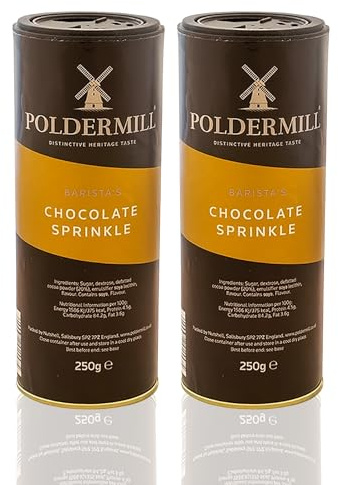Poldermill 2‑Pack Chocolate Sprinkler Shaker – 2 × 250 g Barista‑Grade Cocoa Dust – Vegan, Nut‑Free Coffee Topping for Lattes, Cappuccinos, Hot Chocolate & Desserts - Avalo Supplies