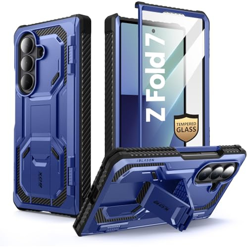 i-Blason Armorbox for Samsung Galaxy Z Fold 7 Case with Stand, 9H+ Tempered Glass Screen Protector [Hinge Protection] Full-Body Heavy Duty Rugged Shockproof Protective Case for Z Fold 7 (Cobalt) | Full-Body with 9H+ Tempered Glass, Hinge Protection, Secure Textured Grip, Heavy Duty Protection with Kickstand, Armorbox