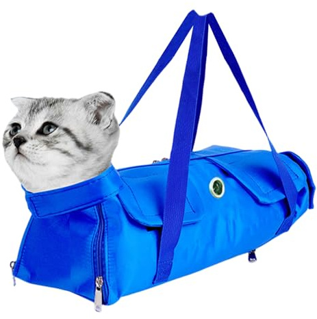Sac de retenue pour Chat, Confort réglable en Nylon pour Coupe-Griffes de Chat avec poignée, Anti-Morsure et Anti-Rayures pour la Maison, l'animalerie, Les Voyages, Sac Transport Moyen