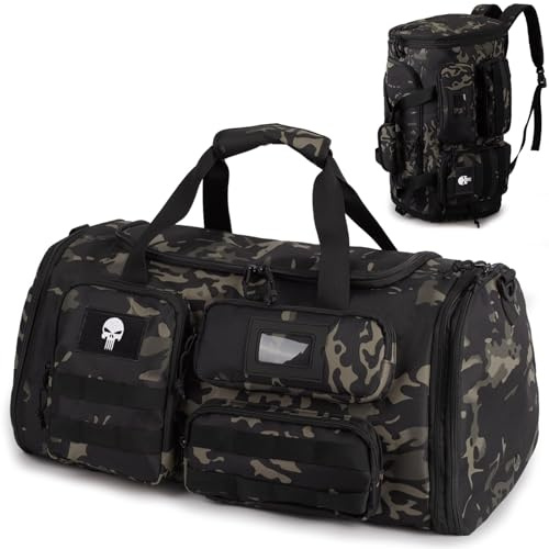 Bunnychic Expandable Gym Bag for Men,Tactical Sports Duffle Bag for Travel | Expandable Design,Water Resistant Fabric,Built-in Shoes Compartment, Multi-Functional Bag for Gym,Sports,Overnight Travel