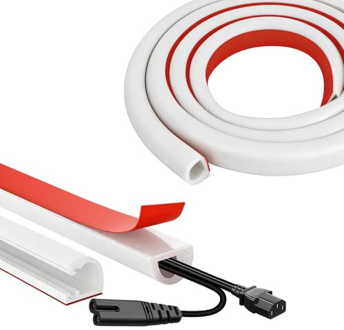 3m Cable Trunking Self Adhesive, Trunking for Electric Cables, Flexible Wire Hider for Walls, Cable Cover for Electric Cables, Trunking for Hiding Single TV Wires, White