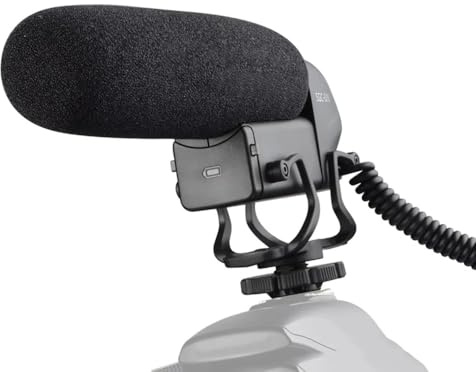 FYNORA Camera Microphone Shotgun Mic for DSLR – Super Cardioid Condenser Microphone with Low Cut & Gain Control, 3.5mm Video Recording Interview Vlogging Mic