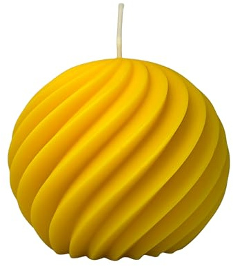 candlery. | Spiral Kugel Kerze | Rapswachs | Vegan&Handmade | Design-Kerzen | Made in Germany | Kerzenmanufaktur aus dem Münsterland (8x8,gelb,1)