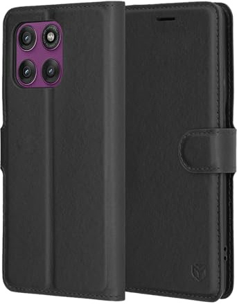 Techsuit für Motorola Edge 60 Pro Flip Wallet Hülle mit Kartenfach, Rundum Schutz, Staubschutz, Kratzfest, Präzise Aussparungen, Premium Design, Leather Folio Series, Schwarz