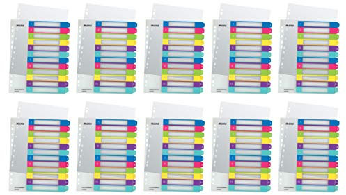Leitz Register für A4, PC-beschriftbares Deckblatt und 12 Trennblätter, Taben mit Zahlenaufdruck 1-12, Überbreite (1-12 Taben, 10x Mehrfarbig)