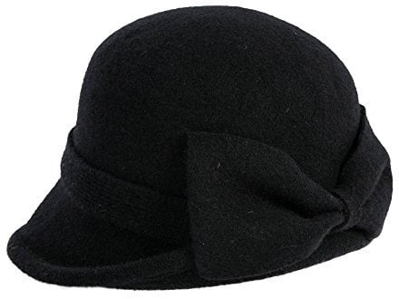 Comhats 100% Wolle 1920s Retro Fedorahüte Kirche Hüte Frauen Filzhut Damen Klassisch Bowler Hut Schwarz