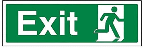 VSafety Final Exit Man - Señal derecho, 300 mm x 100 mm, plástico rígido