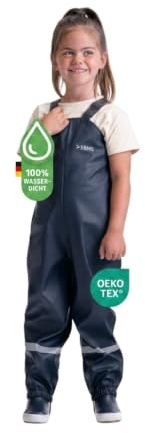 BMS® Regenhose für Kinder mit Latz, ideale Matschhose und Buddelhose | 100% wasserdicht, besonders hautfreundlich und weich Softskin, Oeko-Tex, strapazierfähig, langlebig für Mädchen, Jungen
