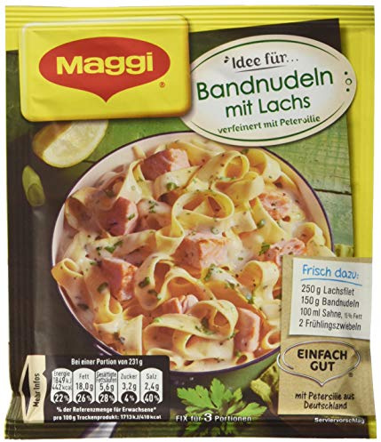 Maggi fix & frisch, Bandnudeln mit Lachs, 40 g Beutel, ergibt 3 Portionen, 18-er Pack