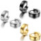 JewelryWe Schmuck 3 Paare Herren Damen Ohrringe, Creolen Ohrstecker, Edelstahl, Silber Schwarz Gold