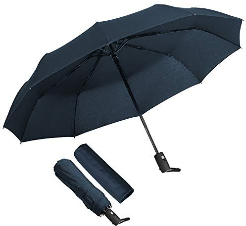 KASTEWILL Parapluie Pliant, Compact Parapluie Automatique Ouverture Pliable et Fermeture Résistant au Vent à Tempête Léger Solide Parapluie de Voyage pour Homme et Femme - Bleu 1