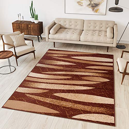 TAPISO Dream Teppich Wohnzimmer Modern Kurzflor Braun Beige Meliert Streifen Gestreift Designer Schlafzimmer Esszimmer Küche ÖKOTEX 220 x 300 cm
