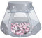 Selonis Baby Spielzelt Mit Plastikbällen Zelt 105X90cm/300 Stück Bälle Plastikkugel Kinder, Grau:Weiß/Grau/Puderrosa