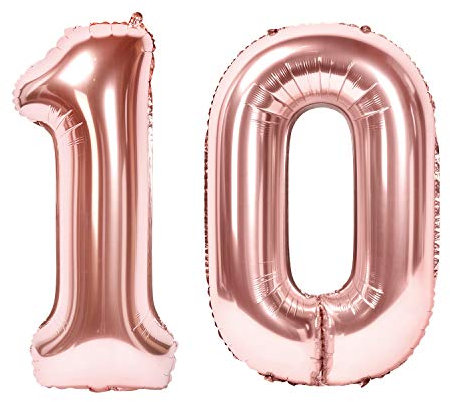 Siumir Zahlenballons Roségold Number Folienballons Zahl 10 Riesenzahl Luftballons für Geburtstag, Hochzeit, Jubiläum Party Dekoration