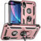 Yiakeng for iPhone XR Case with Screen Protector, Military Grade Protective Case with Ring (Rose Gold)