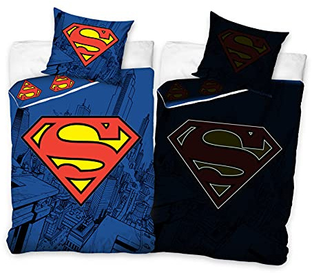Carbotex Superman Bettwäsche Glow 135x200 cm + 80x80 cm