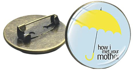 Gelbe Regenschirm-Brosche Pin How I Met Your Mother TV Album Glas Cabochon Rucksack Kleidung Anstecknadel Liebesgeschenke