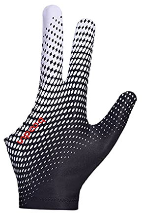 SM SunniMix Mann Frau Elastische 3-Finger-Show-Handschuhe für Billard- Carom Pool Snooker Queue Sport - An der rechten oder linken Hand zu tragen - Schwarz-Weiss