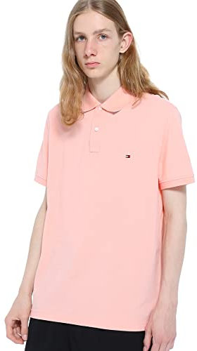 Tommy Hilfiger Polo Homme Manches Courtes Print Under Collar Regular, Orange (Sunset Peach), L