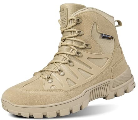 IYVW AS33 705 SWAT Uomo Tattico Stivali di Pelle con Cerniera Scarpe Alti Giallo deserto 44 EU