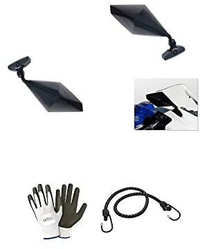 KOMPATIBEL MIT BMW F 800 S Paar Spiegel FÜR VERKLEIDTE MOTORRÄDER Schwarze Spiegel FAR+M.6 BEFESTIGUNGSSPIEGEL EINSTELLBARE Spiegel