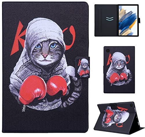 CXTCASE Custodia per Samsung Galaxy Tab A8 2021/2022 10.5 (SM-X200/SM-X205/SM-X207),PU Intelligente Tablet Cover Samsung Galaxy Tab A8 2021,Tablet Custodia con Slot per Schede,KO Pugilato Cat