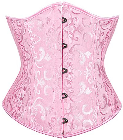 WLFFW Corsetto Sottoseno Gotico Corpetto Floreale Corset (EU(32-34) S, Rosa)