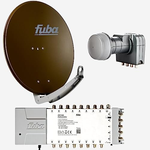 Fuba Sat Anlage 16 Teilnehmer | DAA 780 B Satellitenschüssel 80cm Alu braun (Testergebnis: ausgezeichnet)* + Fuba Quattro LNB + Fuba Sat Multischalter 16 Teilnehmer (DVB-S2, HDTV, UHD 4K/8K, 3D)