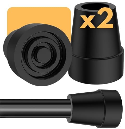 OrtoPrime Packung mit 2 rutschfesten Krücken, Krücken, Krücken, Röhren, 18 mm, 19 mm und 20 mm, Stöcke, Spitzen für Krücken und Unterteile, Gummidübel, Stöcke und Krücken, 2 Stück