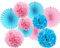 Vsosfiza Papier Dekoration Rosa und Blau,Hängender Papier Pompons und Papier fächer Rosa und Blaues,Seidenpapier Pompons und Papierfächer für Hochzeit,Geburtstag,Party(10 Stück)