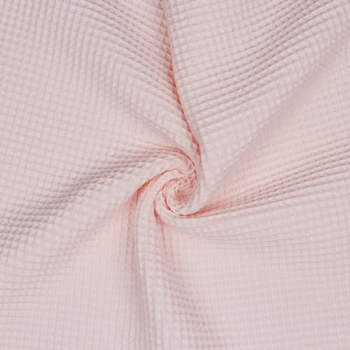 VmG-Store 1 m de tissu gaufré 100 % coton certifié Oeko-Tex - Vendu au mètre - Plus de 40 couleurs au choix - Tissu gaufré (021 I Rose clair)