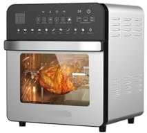 Food essentials and family helpers Smart Air Fryer Oil Free Electric Fryer Double Heating Air Fryer Toaster Baking Pan 11 In 1 Countertop Stainless Steel Oven 15L 1700W Smart assistant Enjoy life (Co