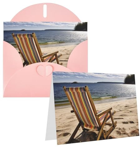 DJUETRUI Strandkorb-Grußkarten, Blanko-Notizkarten mit Umschlägen, Happy Birthday-Karten, Valentinstagskarten für Abschlussfeier, Hochzeit, 10,2 x 15,2 cm