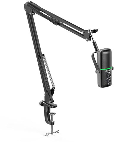 CMTECK USB Microphone with Mic Stand, Gaming Microphone Set, Click-to-Mute Sensor, Omnidirectional & Cardioid Polar Pattern, Three Sound Mode, Gradient RGB Light, Great for Streaming Podcasting