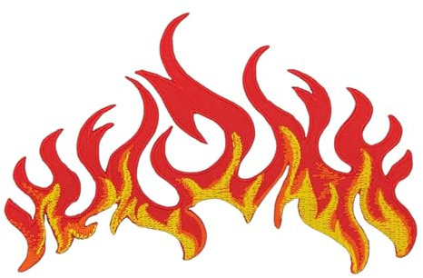 Feuer Flammen Aufnäher zum aufbügeln oder aufnähen Bügelbild Fire Flame Aufbügler für Kleidung gestickter Bügelflicken Applikation Iron on Patch Größe 12 x 7,5 cm