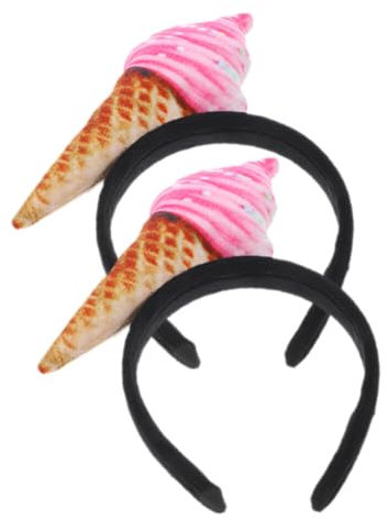 FRCOLOR Eis-Stirnband 2 Stück Eistüte-Haarbänder Lustiger Essens-Haarreifen Verrücktes Eis Party-Hut Kopfbedeckung Verkäufer Kostüm Für Dessert-Party Kostümzubehör