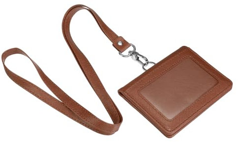 YOKIVE PU Leder Ausweishalter Wasserdicht Magnetisch 5 Karte Schlitze Ausweisschild Ausweishalters mit Schlüsselband Leichtgewicht Ideal für Büro (Braun 4.2 x 3.1)