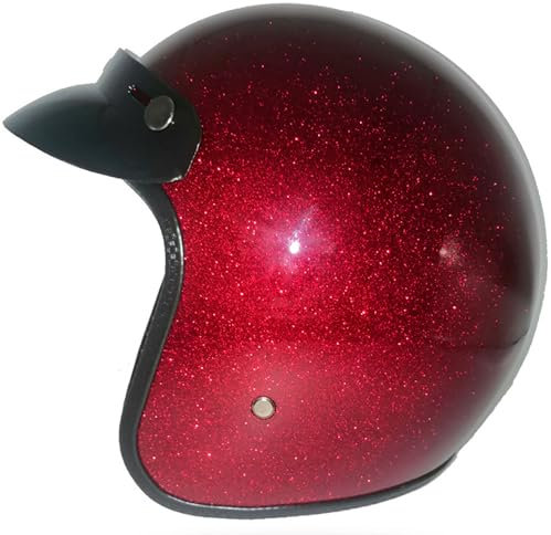 Vintage Motorradhelm Mit Offenem Gesicht ECE-Geprüft Für Herren Und Damen 3/4-Motorrad-Halbhelm Mit Visier Leichter Atmungsaktiver Elektrischer Halbhelm for Junge Männer Und Frauen