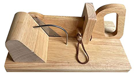 Cortador de Salchichas de Madera Con Hoja de Acero Inoxidable - Para Verduras, Queso, Jamón, Tocino - Utensilio de Cocina 28,5 x 16,5 x 10 cm