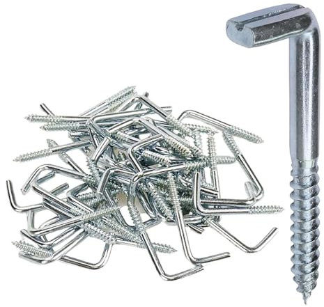 Ormromra 20 pezzi L viti ad angolo retto, gancio a vite dritto con fessura, zincato 90 gradi angolo curvo vite per legno, dritto per avvitare 5,8 x65 mm galvanizzato per Immagini e mobili