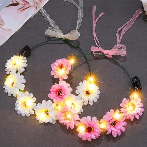 Zoestar Lot de 2 bandeaux lumineux à LED pour femme (rose + beige, taille unique)