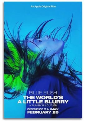 YDJKTRJKJK Billie Eilish Filmposter, dekoratives Gemälde, Leinwand, Wandposter und Kunstdruck, moderne Familienschlafzimmer-Dekoration, Poster, 30 x 45 cm