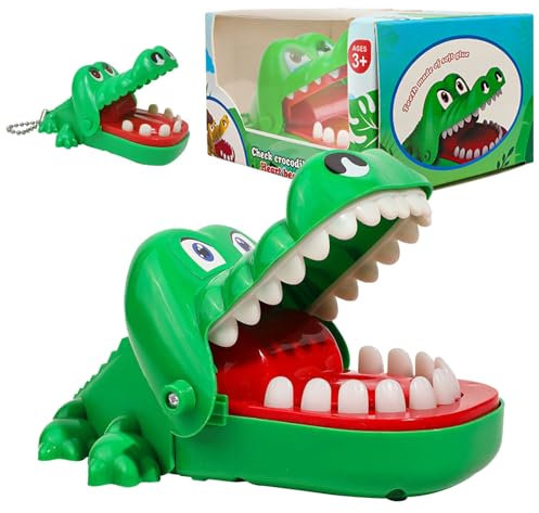 Croco Doc Spiel, 2 Stück Krokodil Spiel, Klein Kroko Doc Spiel mit Anhänger, Krokodil Spiel ZäHne für Kinder Action-Geschicklichkeitsspiel, Lustiges Interaktives Spielzeug, Partygeschenke