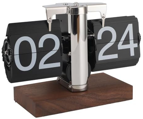 BSTCAR Flip Deskuhr Interne Zahnrad Mechanische Uhr Auto Pager Drehen Sie Uhr Vintage Deskuhr für Zuhause, Büro, Raum