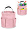 Panier De Nettoyage Avec PoignéE,Organiseur De Nettoyage Multi-Poches En Tissu Oxford,Rangement Produits Menagers Pliable,Sac De Nettoyage Panier Menage ImperméAble (Rose)