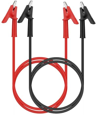 AEDIKO 2pcs Alligator Clips Test Leads Set Dual Ended 15A Test Lead Wire Cable with Insulators Clips with Protective Jack Copper Clamps for Electrical Testing 3.3 ft/1m