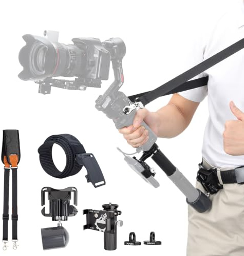 XIXAN Handheld Gimbal Stabilizer Weight Reducing Kit with Adjustable Shoulder Strap, Belt, Gimbal Cradle Support, Extension Rod. Hold Gimbal Easier and Longer. Fits DJI RS4/RS3/RS3Pro/RS2/RSC2/SC/S