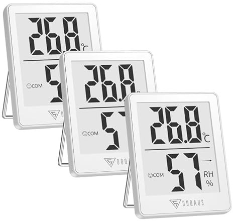 DOQAUS 3 Stück Digital Thermometer Innen, Mini Hygrometer Raumthermometer | Luftfeuchtigkeitsmesser mit Komfortanzeige, Trendanzeige, 5s Schnelle Aktualisierung, °C/°F, Für Innenraum, Babyzimmer, Weiß