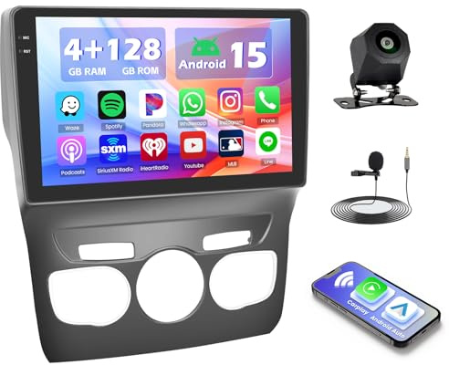 4+128G Autoradio para Citroen C4L C4 DS4 2013-2017 con CarPlay Android Auto | 10 Incell Pantalla Radio con Android 15 Bluetooth Navegación GPS WIFI EQ FM/RDS USB Split-Screen Micrófono Cámara